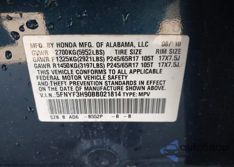 2011 Honda Pilot Touring z USA, uszkodzony, nr VIN 5FNYF3H90BB021814